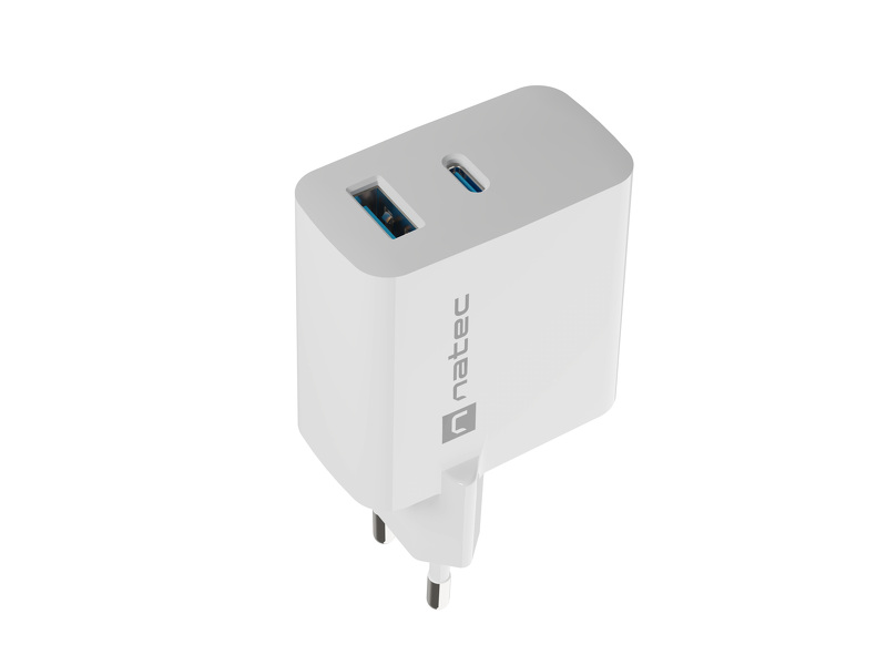 Zdjęcie produktu: Natec Ribera GaN 1xUSB-A + 1xUSB-C 45W biała