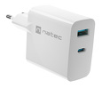Miniatura zdjęcia: Natec Ribera GaN 1xUSB-A + 1xUSB-C 45W biała
