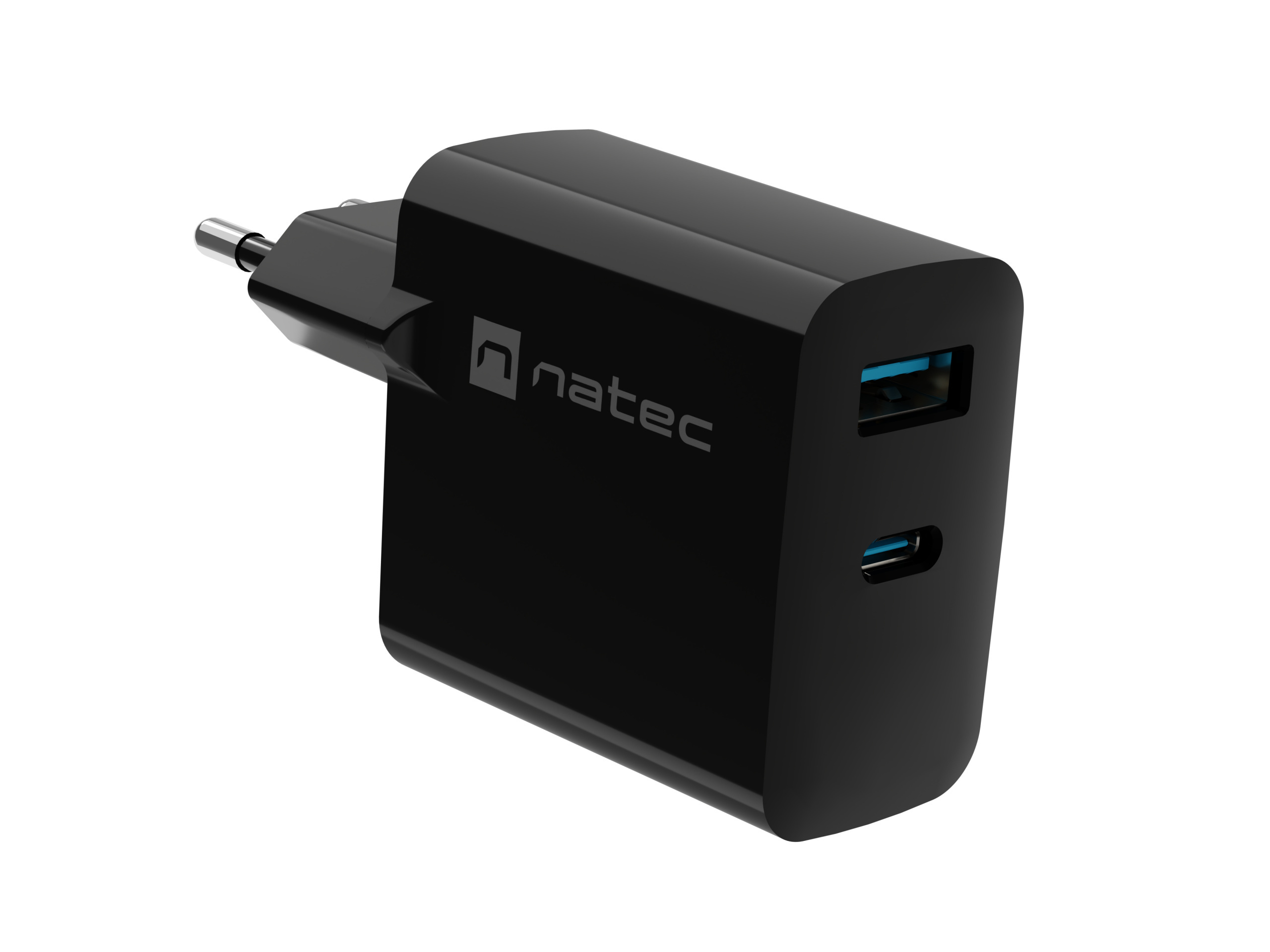 Natec Ribera GaN 1x USB-A+1xUSB-C 45W czarna
