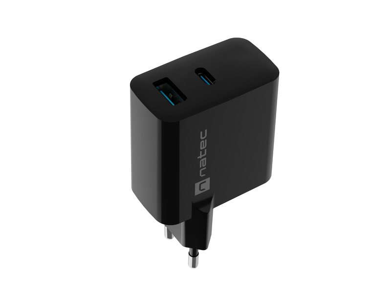 Zdjęcie produktu: Natec Ribera GaN 1x USB-A+1xUSB-C 45W czarna