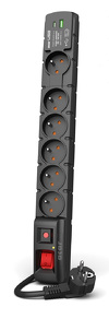 Miniatura zdjęcia: Listwa zasilająca ACAR S6 USB A+C PD 3.0 QC 6 gniazd PL 230V PL 3m czarna
