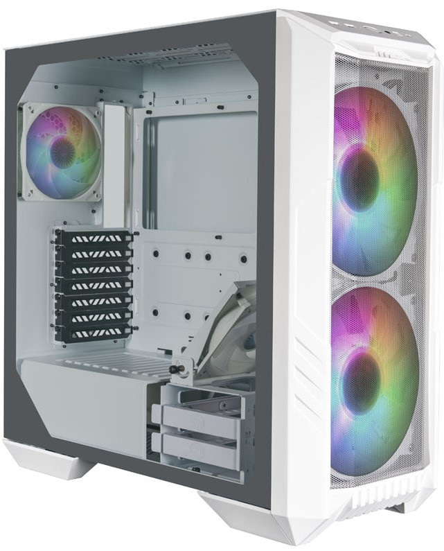 Obudowa do komputera Cooler Master HAF 500 midi tower z oknem bez psu wentylator LED ARGB biała Obudowa do komputera Cooler Master HAF 500 midi tower z oknem bez psu wentylator LED ARGB biała
