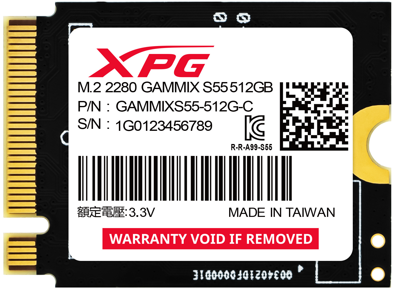 Adata SSD XPG GAMMIX S55 512GB M.2 2230 PCIe Adata SSD XPG GAMMIX S55 512GB M.2 2230 PCIe