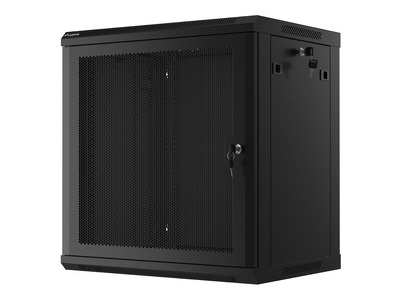 Miniatura produktu: Szafa Instalacyjna Rack Wisząca 19" 12U 600x450 czarna drzwi perforowane Lanberg (Flat Pack)