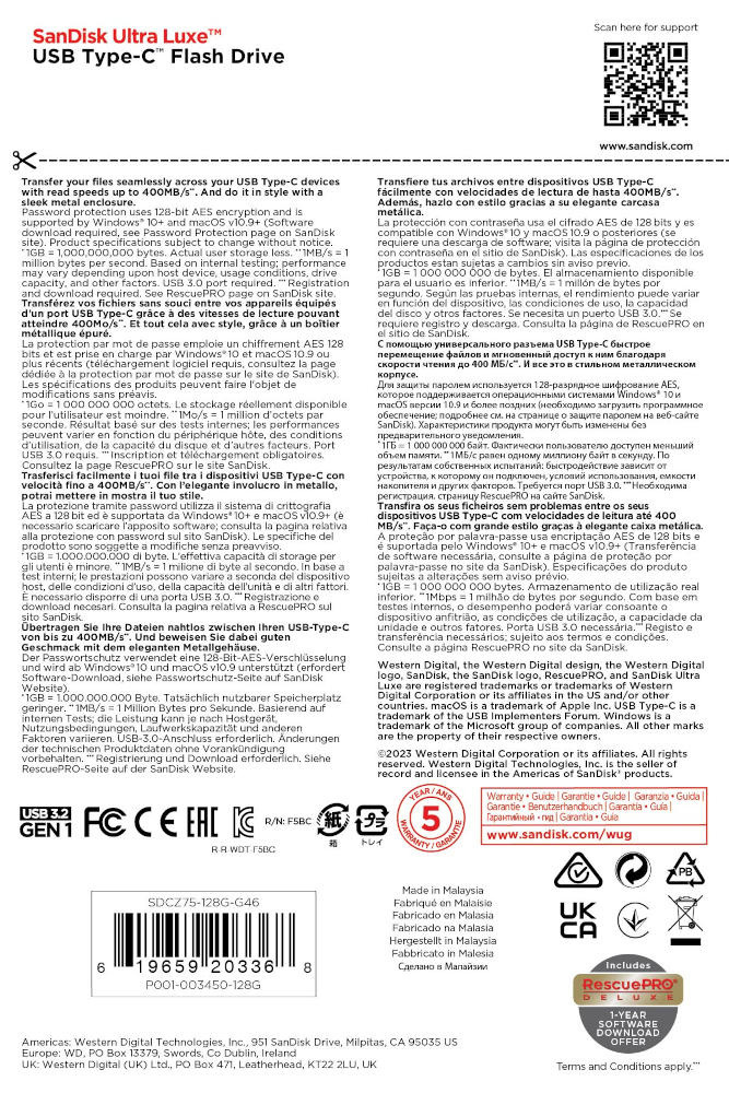 Pendrive SanDisk Ultra Luxe Typ-C 128GB