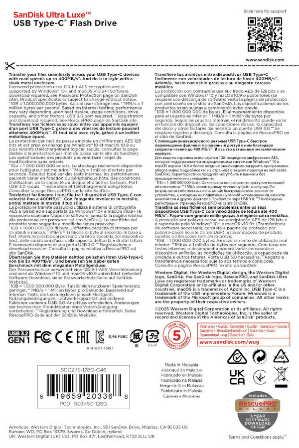 Zdjęcie produktu: Pendrive SanDisk Ultra Luxe Typ-C 128GB