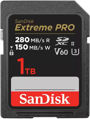 Miniatura produktu: Karta SanDisk Extreme PRO SDXC 1TB 280/150 MB/s V60 UHS-II (SDSDXEP-1T00-GN4IN)