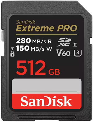 Miniatura produktu: Karta SanDisk Extreme PRO SDXC 512GB 280/150 MB/s V60 UHS-II (SDSDXEP-512G-GN4IN)