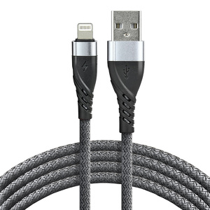 Miniatura produktu: Kabel przewód pleciony USB - Lightning / iPhone everActive CBB-2IG 200cm z obsługą szybkiego ładowania do 2,4A szary