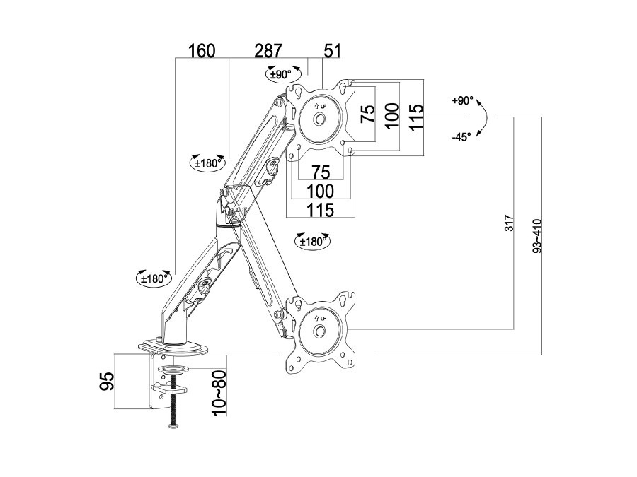 Maclean MC-860N Uchwyt biurkowy 8kg czarny