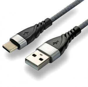 Miniatura produktu: Kabel przewód pleciony USB - USB-C / Typ-C everActive CBB-2CG 200cm z obsługą szybkiego ładowania do 3A szary