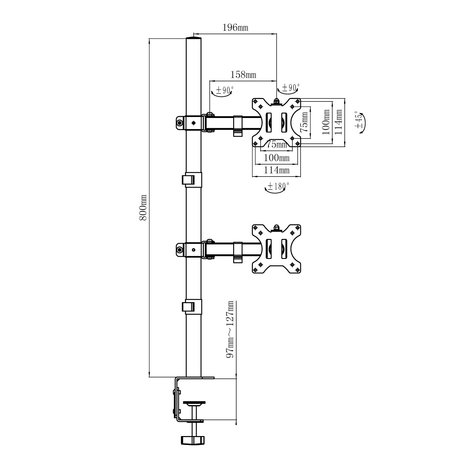 Maclean uchwyt biurkowy 2x 13-27