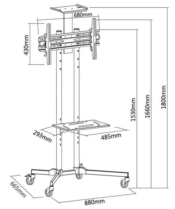 Zdjęcie produktu: Stand wózek do TV Maclean, profesjonalny, do TV, na kółkach, max. VESA 600x400, max. 55kg, MC-661