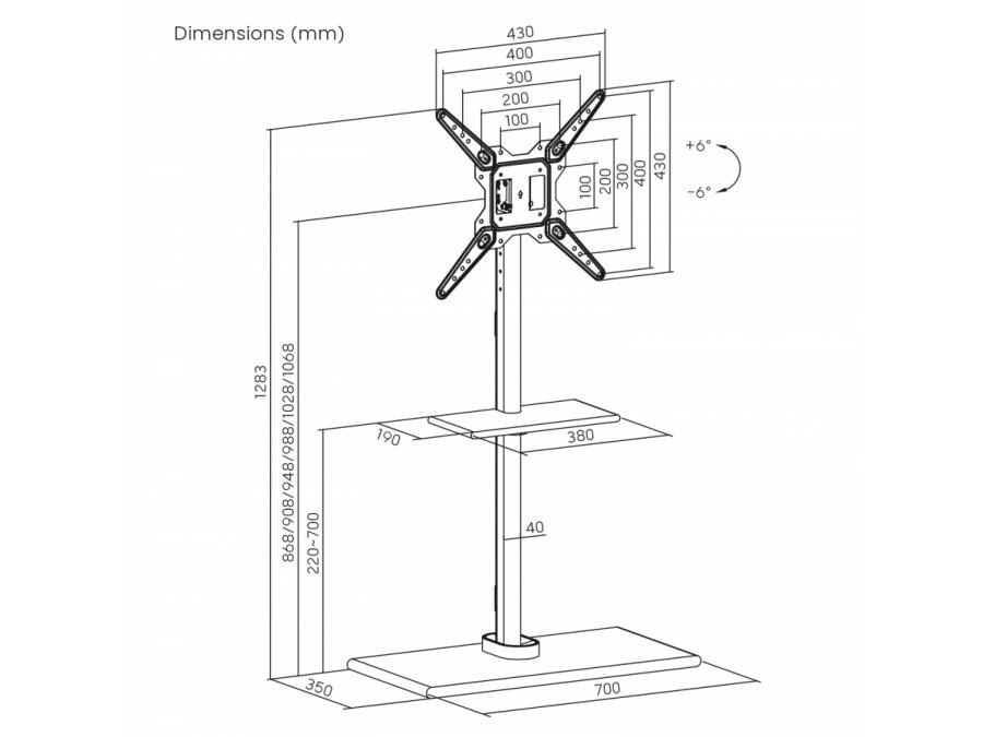 Maclean MC-972 Stojak podłogowy z półką