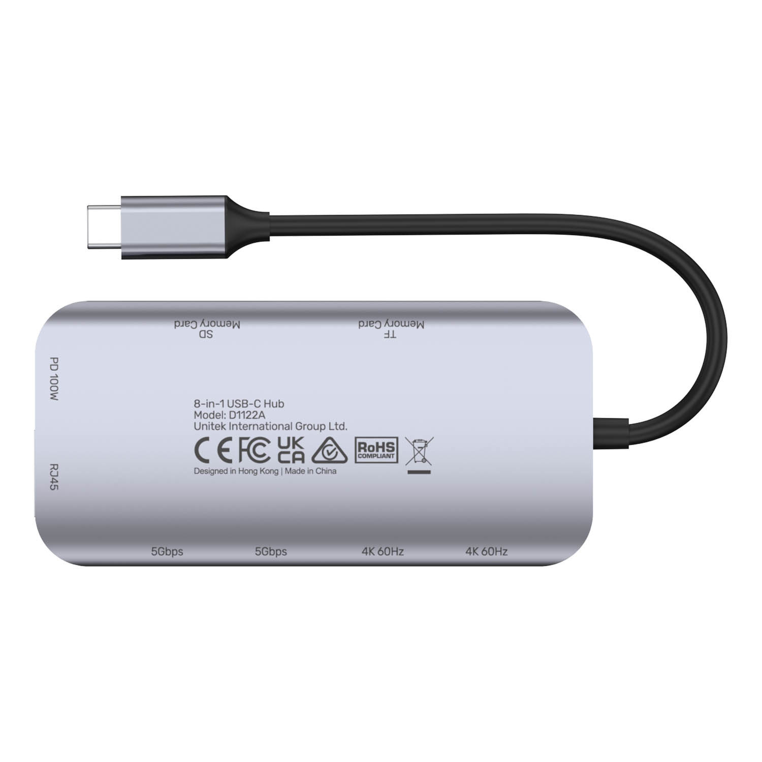 HUB Unitek 8-in-1 USB-C 2x HDMI 100W Czytnik