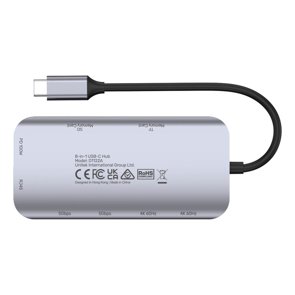 Zdjęcie produktu: HUB Unitek 8-in-1 USB-C 2x HDMI 100W Czytnik