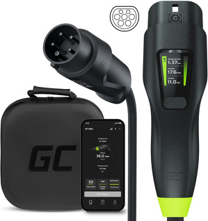 Miniatura produktu: Greencell Habu Ładowarka Mobilna EV 11 kW 7 m Typ 2 CEE do Ładowania Pojazdów Elektrycznych EV PHEV 2w1 Wallbox z Aplikacją GC