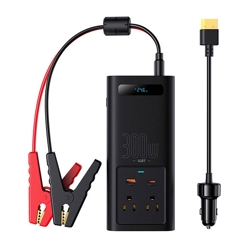 Inwerter samochodowy Baseus 300W, 24V, CN/EU - czarny (C00337600111-00)