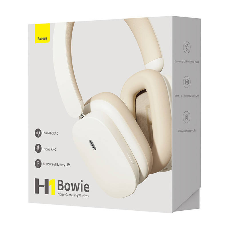 Słuchawki bezprzewodowe Bluetooth 5.2 Baseus Bowie H1, ANC - białe (NGTW230202)