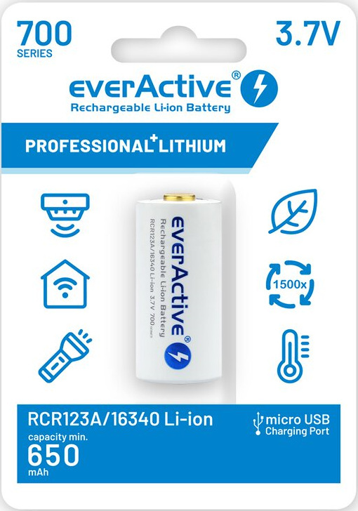 everActive 16340 3,7V Li-ion 700mAh microUSB