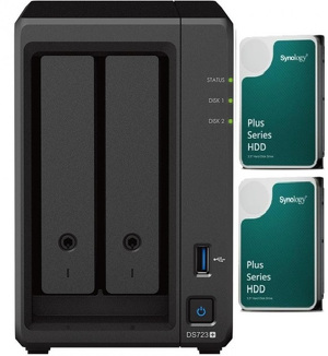 Miniatura produktu: Serwer plików Synology DS723+ 2-bay, 2 x Dysk Synology HAT3310-8T 8TB 256MB 5400 obr./min Bundle