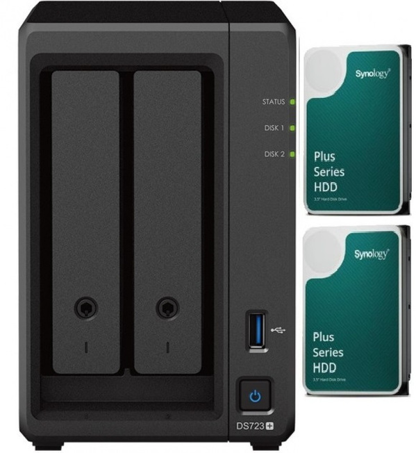 Zdjęcie produktu: Serwer plików Synology DS723+ 2-bay, 2 x Dysk Synology HAT3310-16T 16TB 256MB 7200 obr./min Bundle