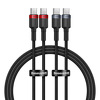 Kabel przewód USB Typ-C do Typ-C 100cm Baseus Cafule Quick Charge 3.0, 100W, 5A, PD 2.0 z obsługą szybkiego ładowania - czarno-szaro-czerwony 2 szt (P10318306003-00)