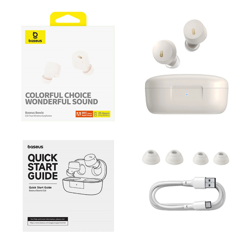 Słuchawki TWS Baseus Bowie E18 białe