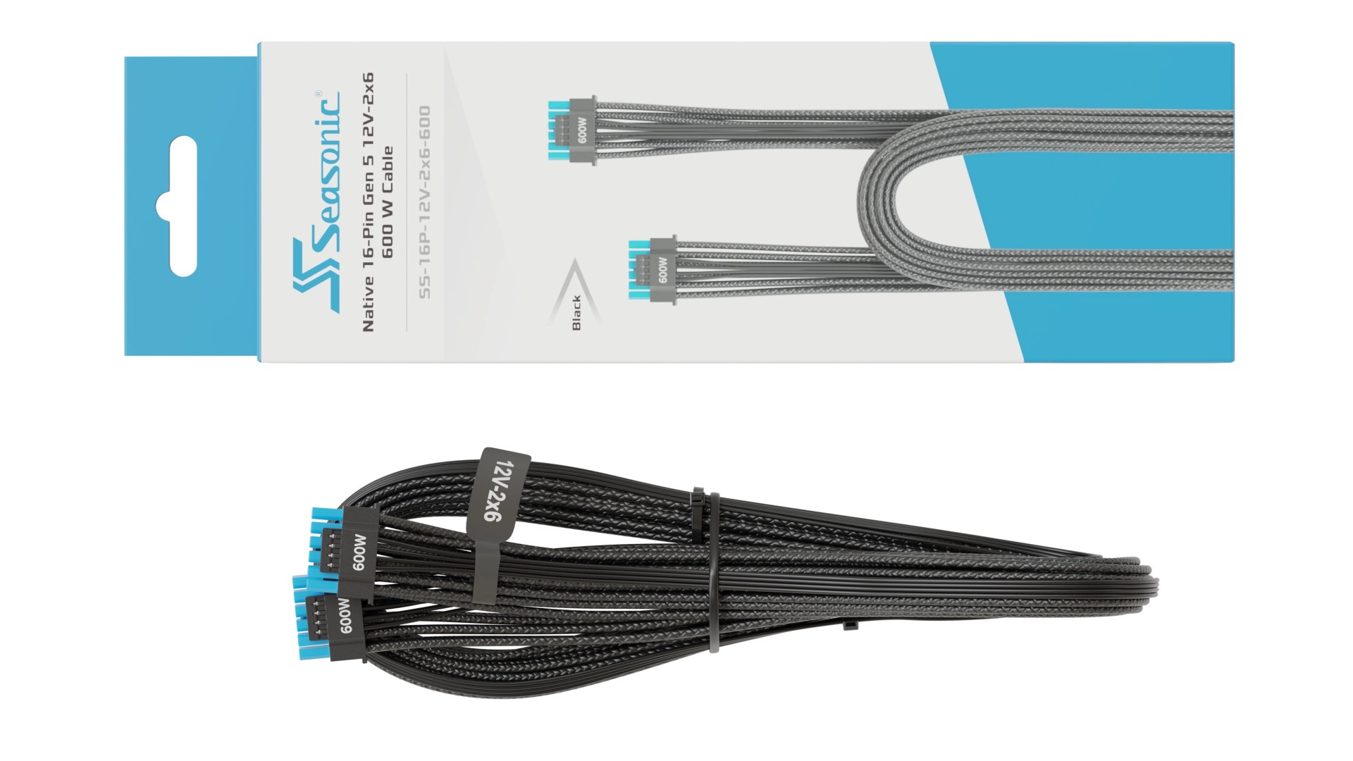 Kabel Seasonic 16-pin Gen 5 12V-2x6 Black 600W 700mm (SS-16P-12V-2x6-600)