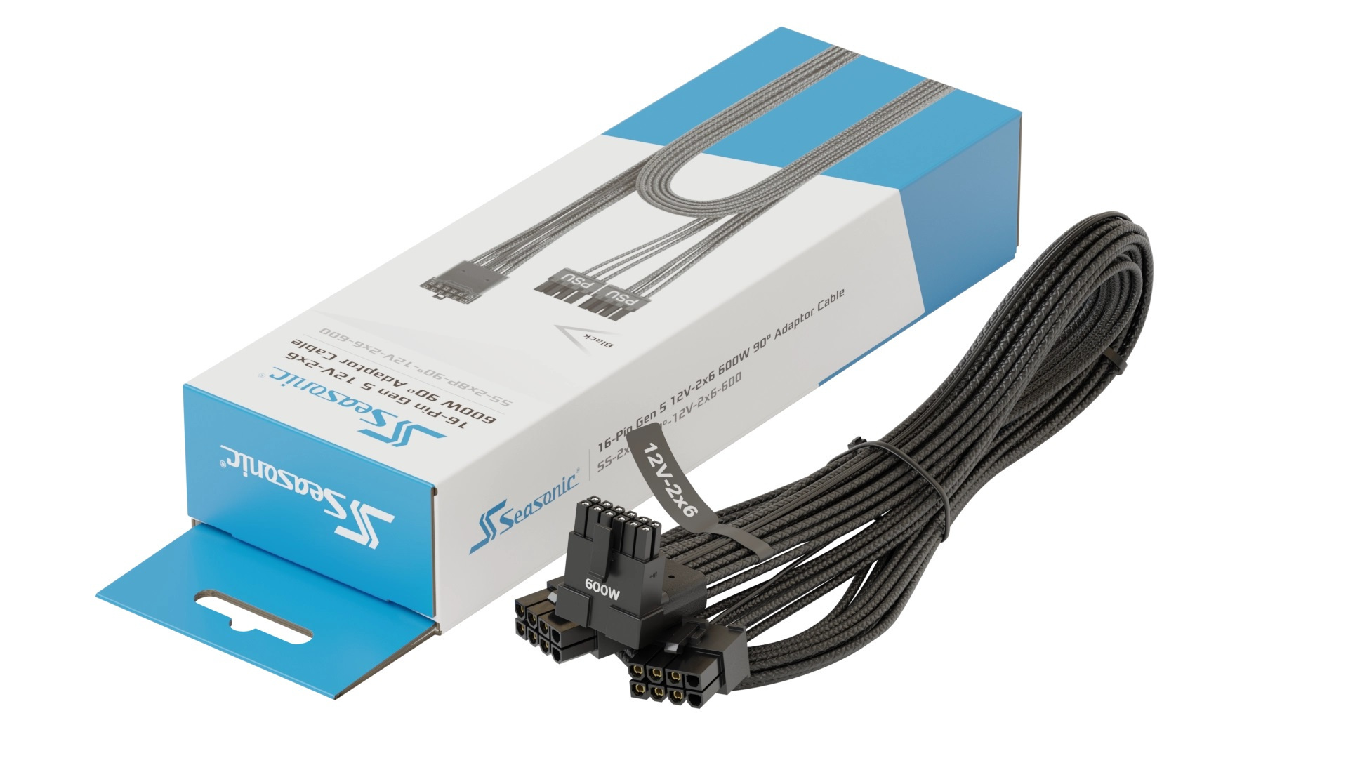 Kabel Seasonic 16-pin Gen 5 12V-2x6 Black 600W 700mm kątowy (SS-2x8P-90-12V-2x6-600) Kabel Seasonic 16-pin Gen 5 12V-2x6 Black 600W 700mm kątowy (SS-2x8P-90-12V-2x6-600)