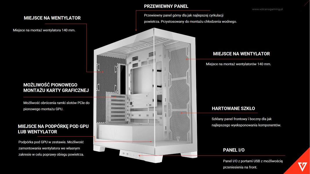 Zdjęcie produktu: Obudowa komputerowa Volcano Space NF Biała