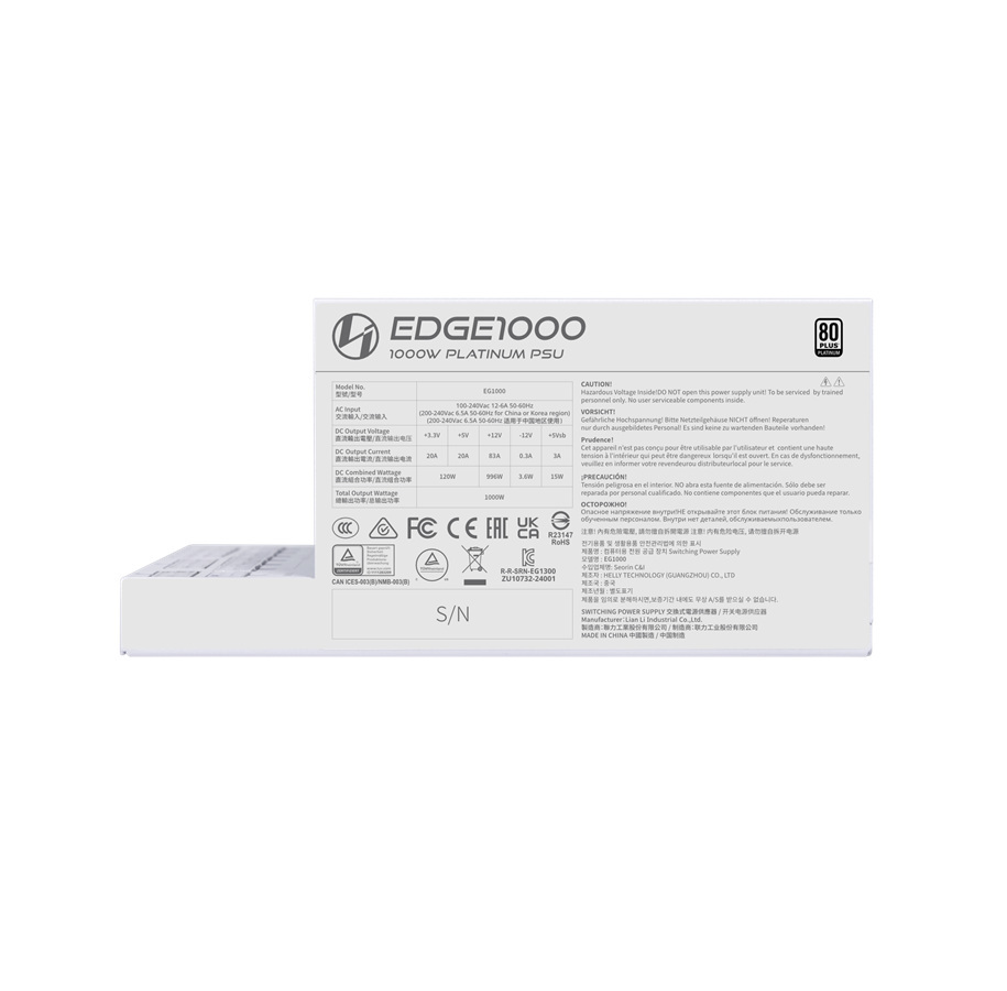 Lian Li Edge EG1000 White Platinum 1000W PCIe 5.1 ATX 3.1
