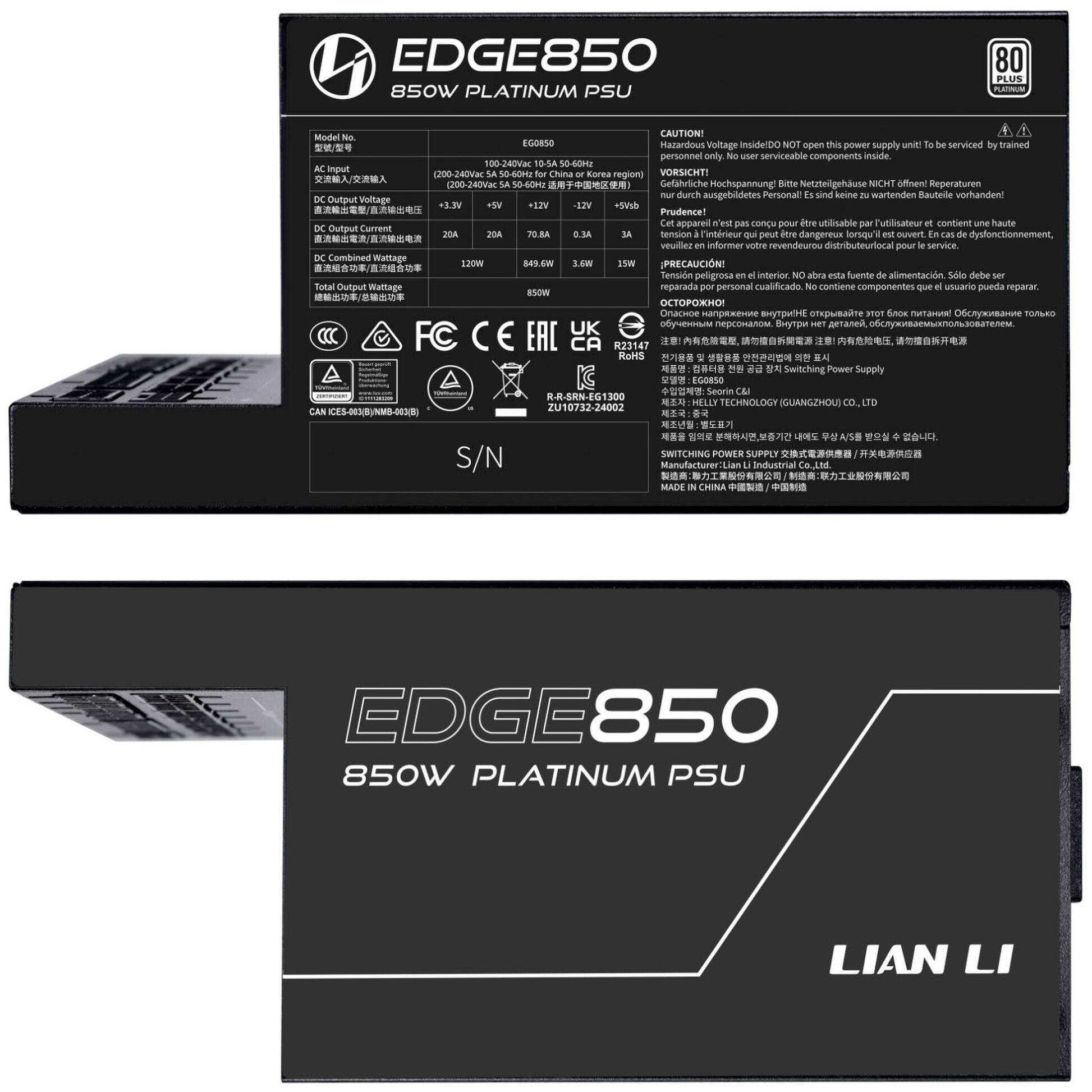 Lian Li Edge EG0850 Black Platinum 850W PCIe 5.1 ATX 3.1