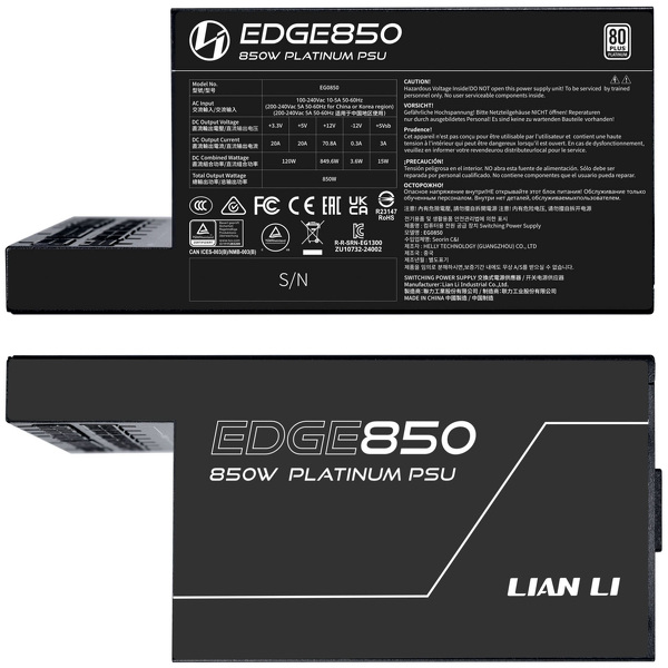 Zdjęcie produktu: Lian Li Edge EG0850 Black Platinum 850W PCIe 5.1 ATX 3.1