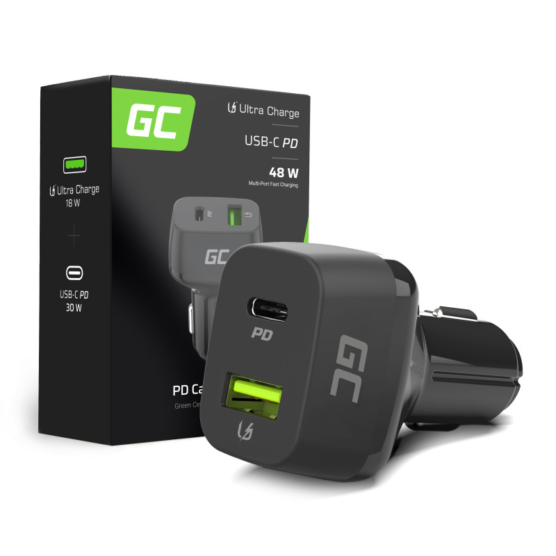 Greencell Ładowarka samochodowa USB-C 48W (Power Delivery 30W, QC 3.0) Greencell Ładowarka samochodowa USB-C 48W (Power Delivery 30W, QC 3.0)