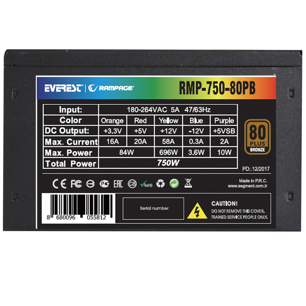 Zdjęcie produktu: Zasilacz komputerowy Rampage ATX 80 Plus bronze RMP-750 750W PFC 140mm Zdjęcie produktu: Zasilacz komputerowy Rampage ATX 80 Plus bronze RMP-750 750W PFC 140mm