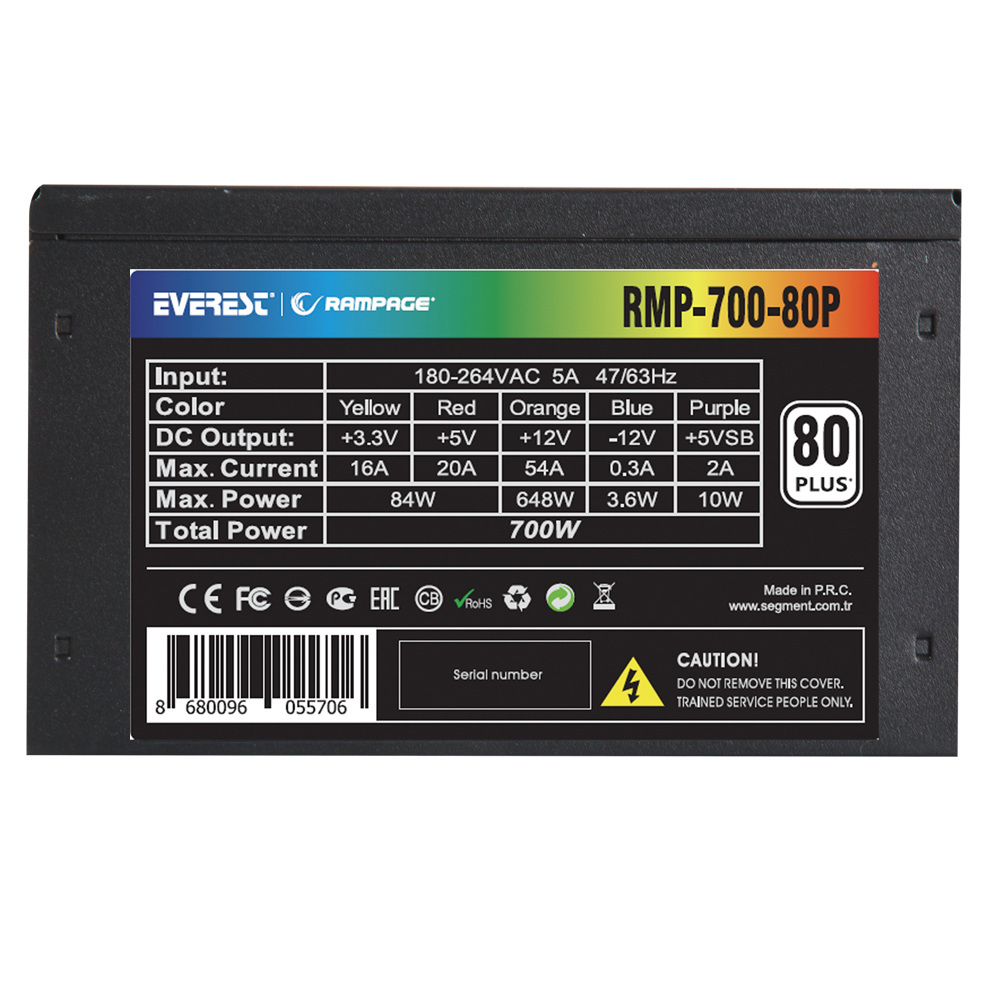 Zasilacz komputerowy Rampage ATX 80 Plus RMP-700 700W PFC 120mm