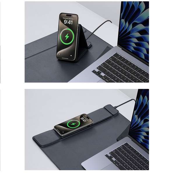 Mata na biurko Baseus MagPro Series II BS-PS037 z podpórką na nadgarstki i ładowarką indukcyjną - czarna