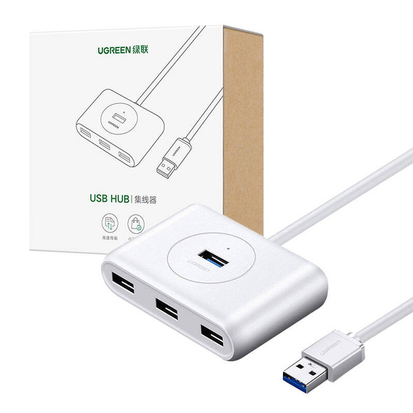 Zdjęcie produktu: Hub Ugreen CR113 USB do 4x USB 3.0 5Gbps, 1m (biały)
