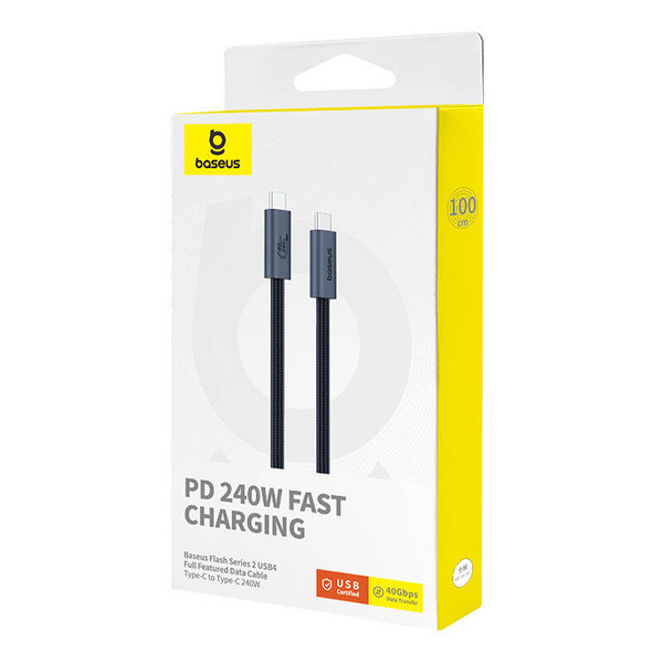 Zdjęcie produktu: Kabel przewód Baseus CB000068 USB-C 4.0 - USB-C 240W PD 8K 60Hz 1m - czarny Zdjęcie produktu: Kabel przewód Baseus CB000068 USB-C 4.0 - USB-C 240W PD 8K 60Hz 1m - czarny