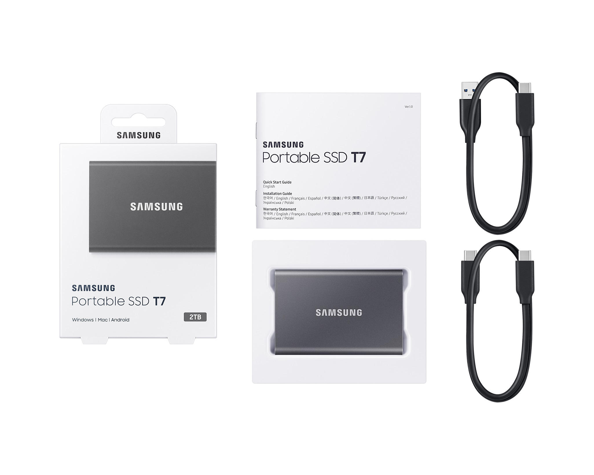 Dysk przenośny Samsung Portable SSD T7 2TB szary