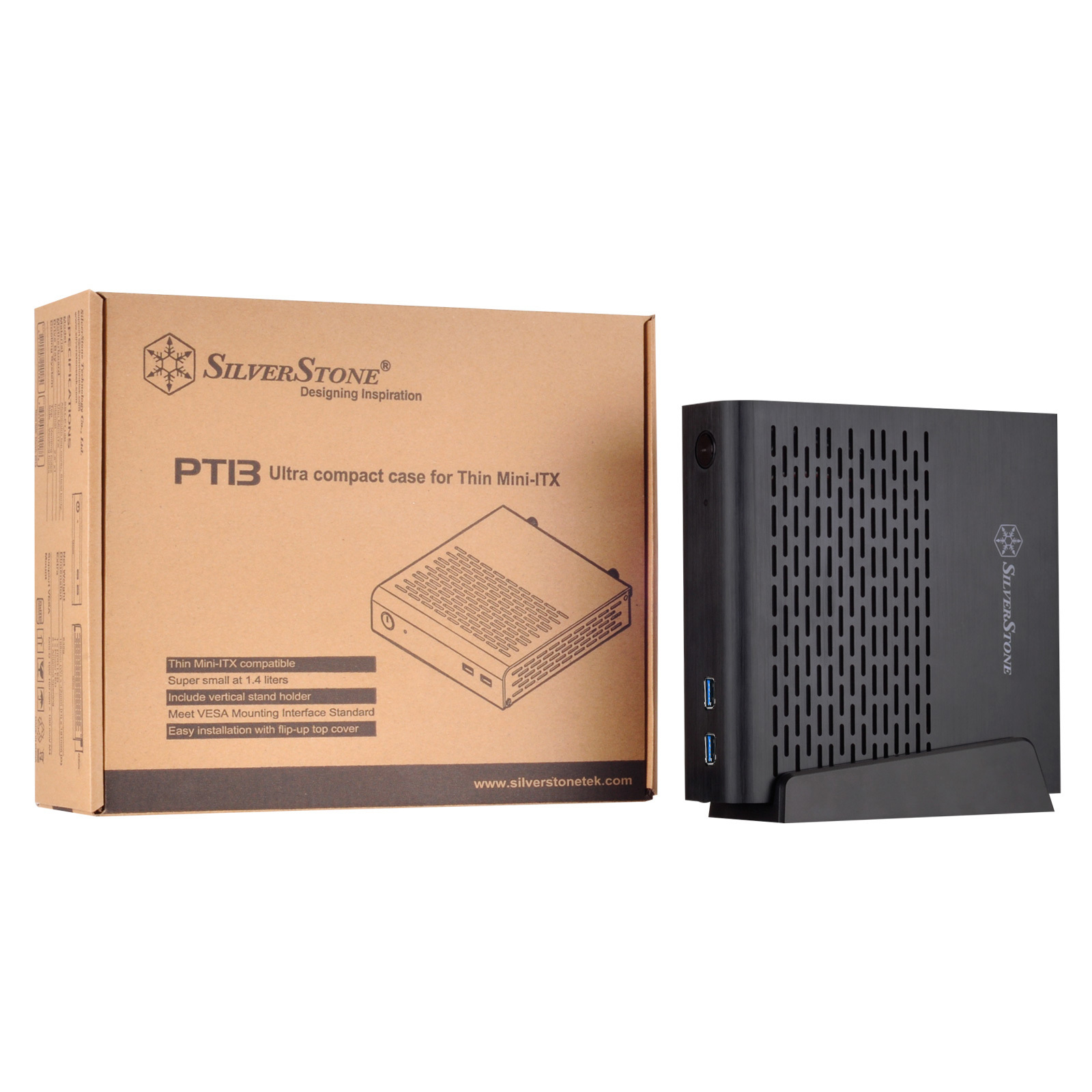 Obudowa do komputera SilverStone Petit PT13 Thin-Mini-ITX Czarna