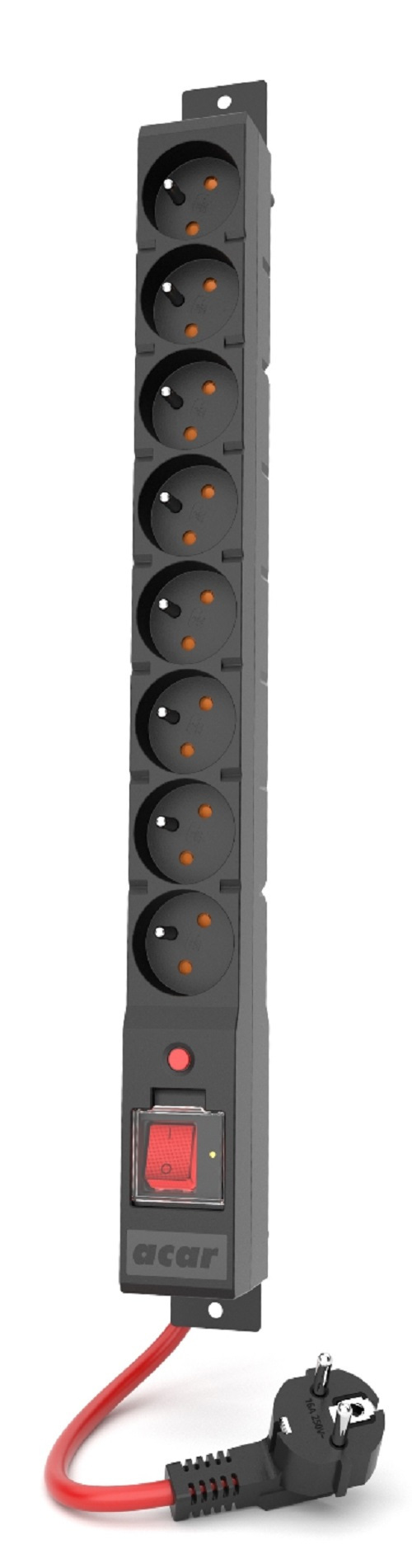 Listwa zasilająca ACAR R8 8 gniazd PL 230V PL 16A 3m czarna