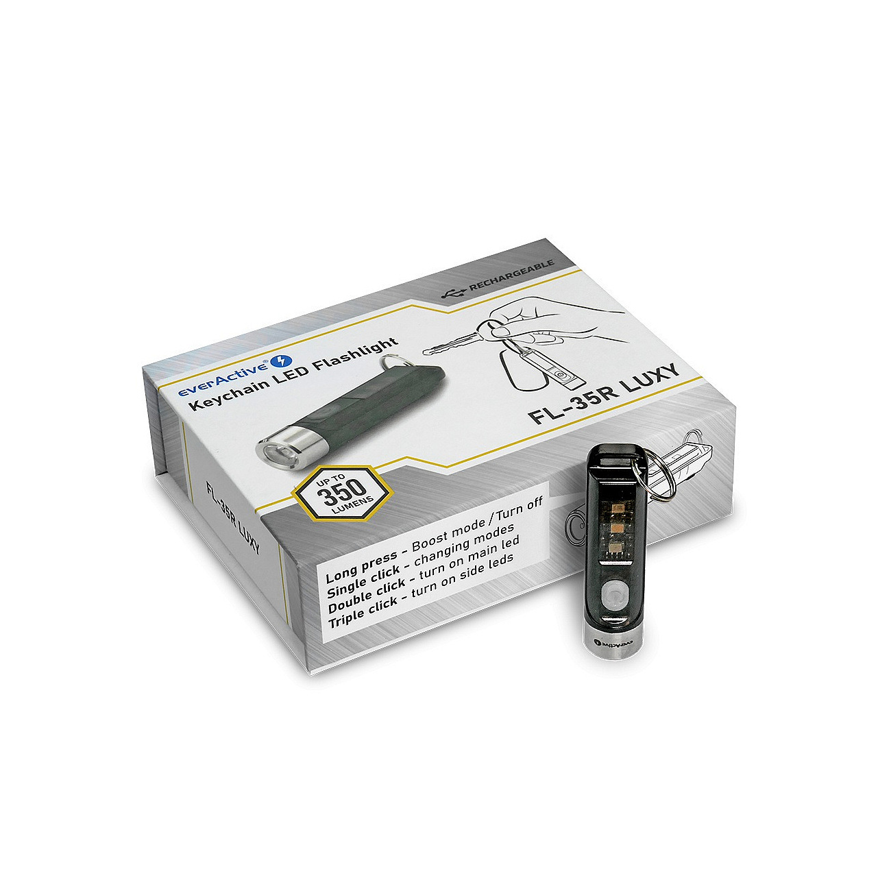 Ładowalna latarka brelok LED everActive FL-35R Luxy