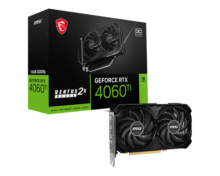 Zdjęcie produktu: MSI GeForce RTX 4060 Ti VENTUS OC 2X BLACK 16GB GDDR6 DLSS 3