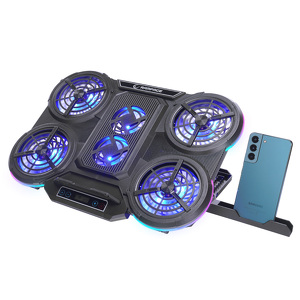 Miniatura produktu: Podstawka chłodząca pod laptopa Rampage PROTE R6 10-17", RGB, regulowana