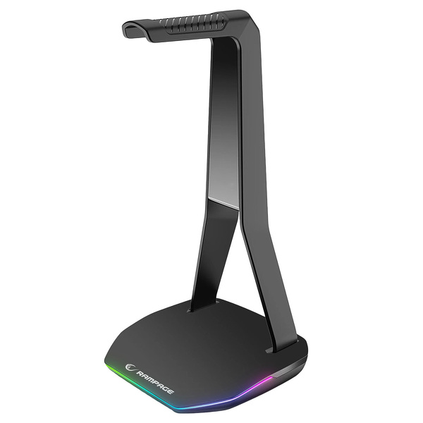 Zdjęcie produktu: Stojak na słuchawki Rampage TOWER T14 gamingowy RGB, hub 2x USB, czarny