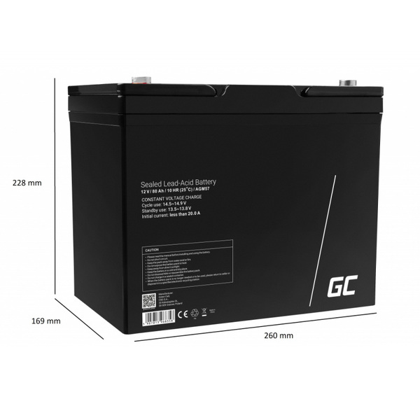 Zdjęcie produktu: Green Cell AGM VRLA 12V 80Ah bezobsługowy akumulator