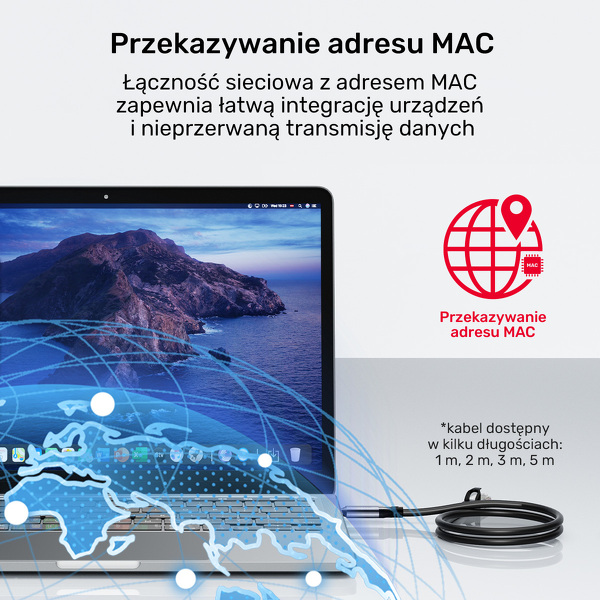 Zdjęcie produktu: Kabel Ethernet Unitek USB-C - RJ-45 LAN, 1m