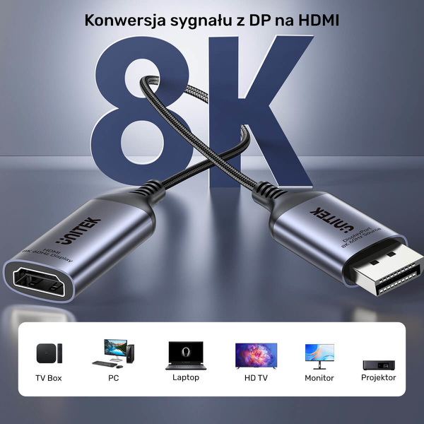 Zdjęcie produktu: Adapter z DisplayPort 1.4 na HDMI 2.1, 8K60Hz Unitek
